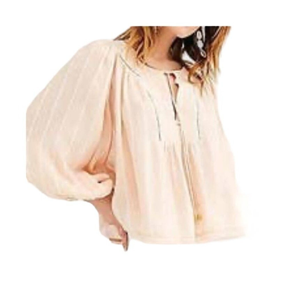 Free people pink peasant balloon sleeves top